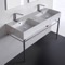 Marble Design Ceramic Console Double Sink With Polished Chrome Stand, 48